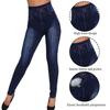 Pantaloni a Tubino da Donna a Vita Alta Taglie Forti Leggings Imitazione Jeans Casual in Denim