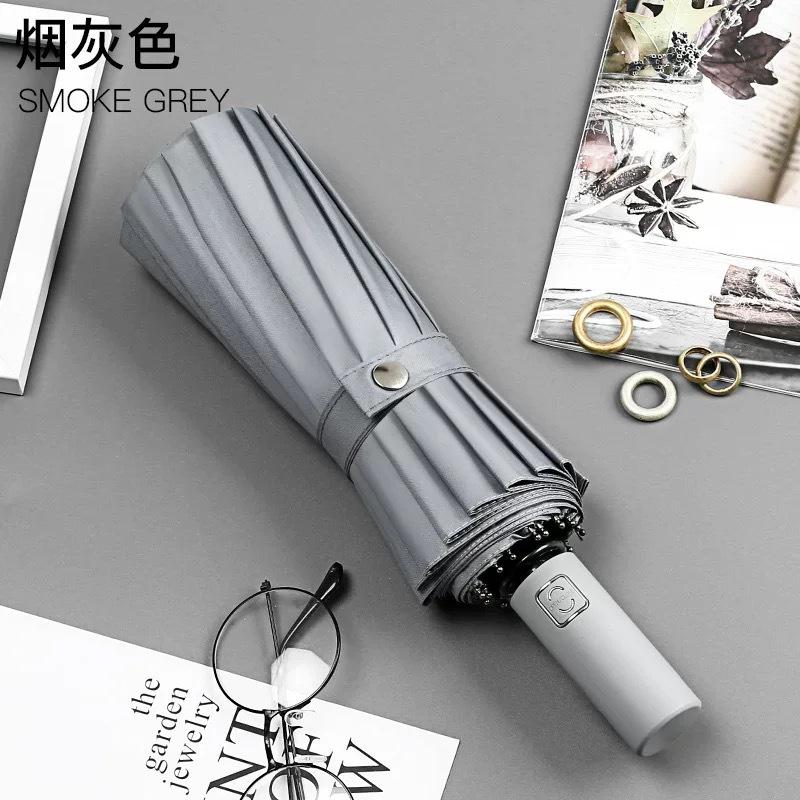 16-Bone Automatic Umbrella Double Men's and Women's Folding Umbrella Sunshade and Sun Protection Dual-purpose Umbrella Three-fold Business