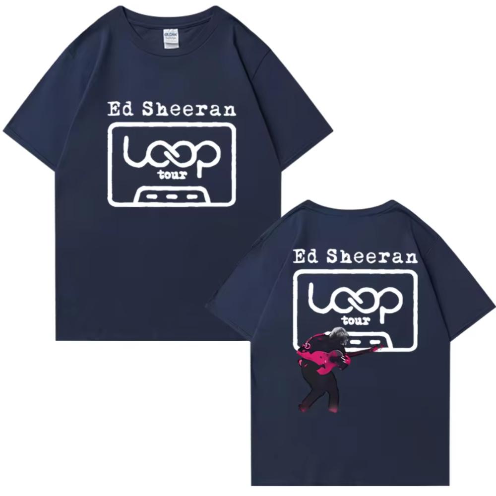 Hot Singer Ed Sheeran LOOP Tour 2025 Double Sided Graphic Short Sleeve Male T-shirt Printed Fashion T Shirt Men Women Cotton Top