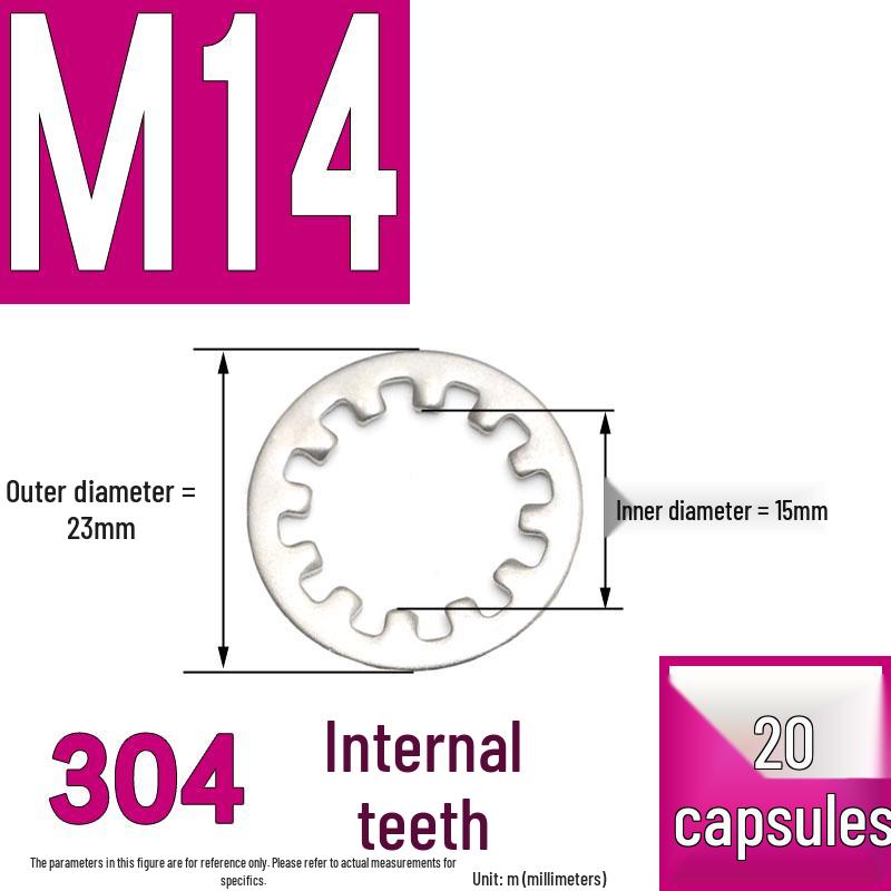 304 Stainless Steel External & Internal Tooth Lock Washer, Anti-Slip, Anti-Loosening, Size M6-M30