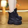 Designer Chunky Woman's Ankle Boots Spring Autumn Comfortable Warm Fur Wedge Leather Boots Increased 3CM Fashion Women Sneakers