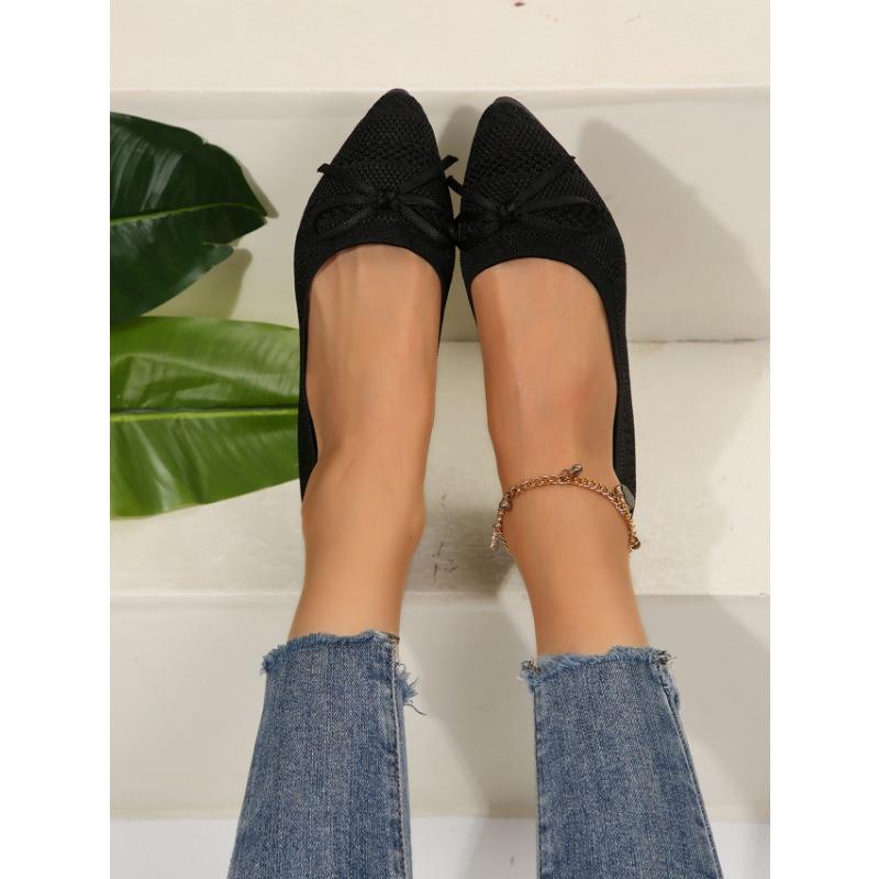 Single Shoes Women's New Doudou Shoes Women's Knitted Flats Shallow Mouth Flying Knitting Shoes Large Size Women's Shoes