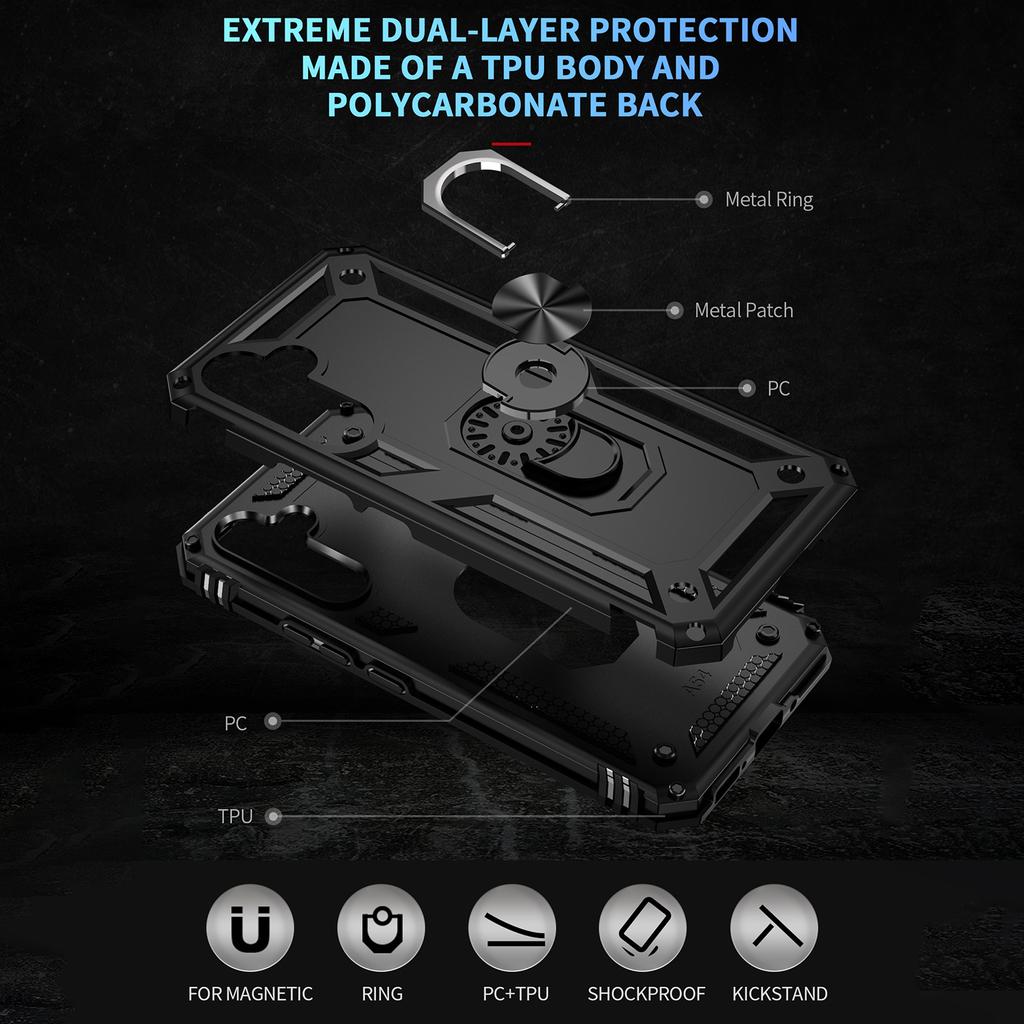For Samsung Galaxy A54 5G Shockproof Phone Case Military Grade Phone Back Cover with Ring Kickstand