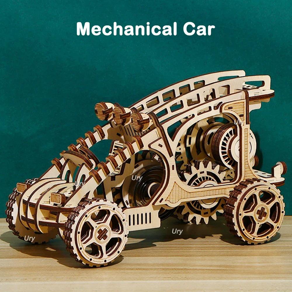 DIY 3D Wooden Puzzle Movable Retro Biplane Crane Bulldozer Handmade Assembly Truck Model Toys Decoration Gift for Kids G204