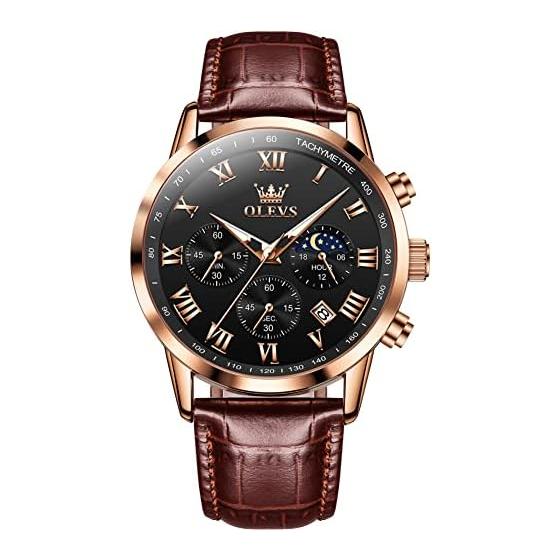 OLEVS Men s Watch Arm Watch Stylish Ultra Thin Leather Strap Quartz Analog Date Display Watch for Men Christmas Gift