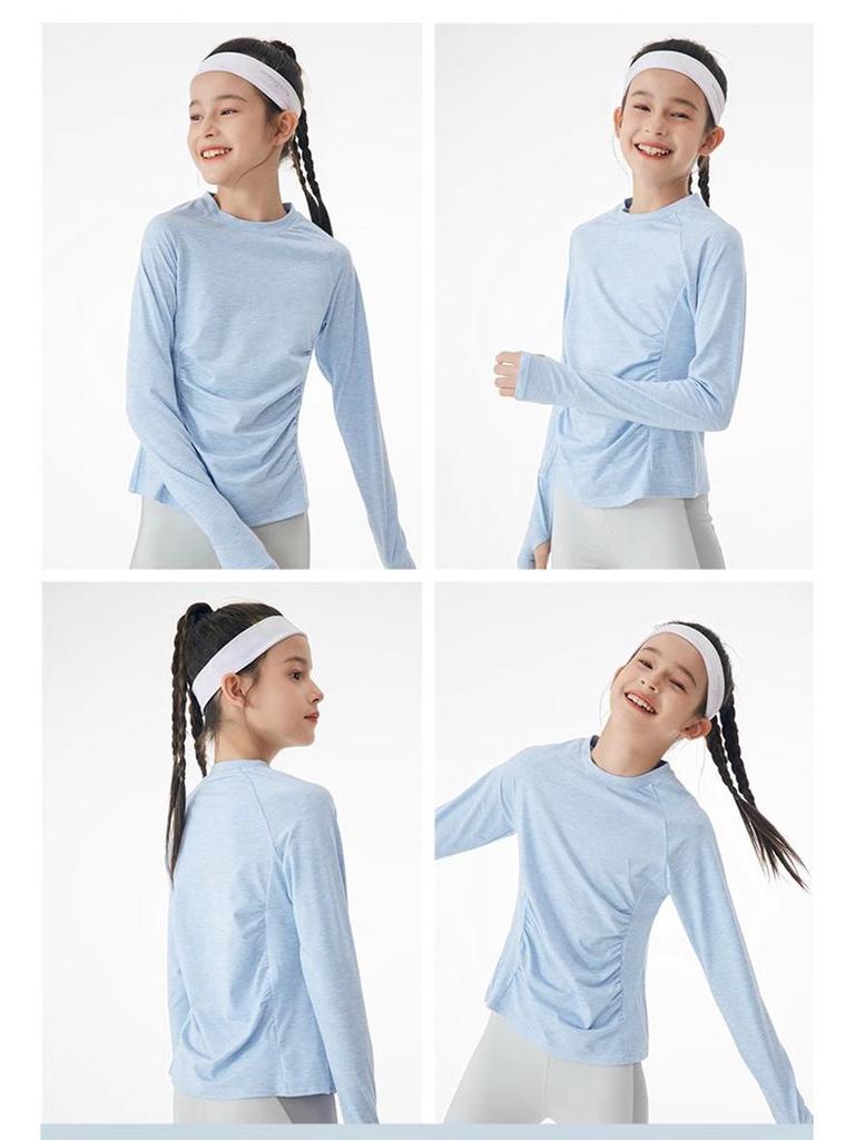 Spring & Autumn Girls' Long-Sleeve Nylon Quick-Dry Yoga & Sports Set