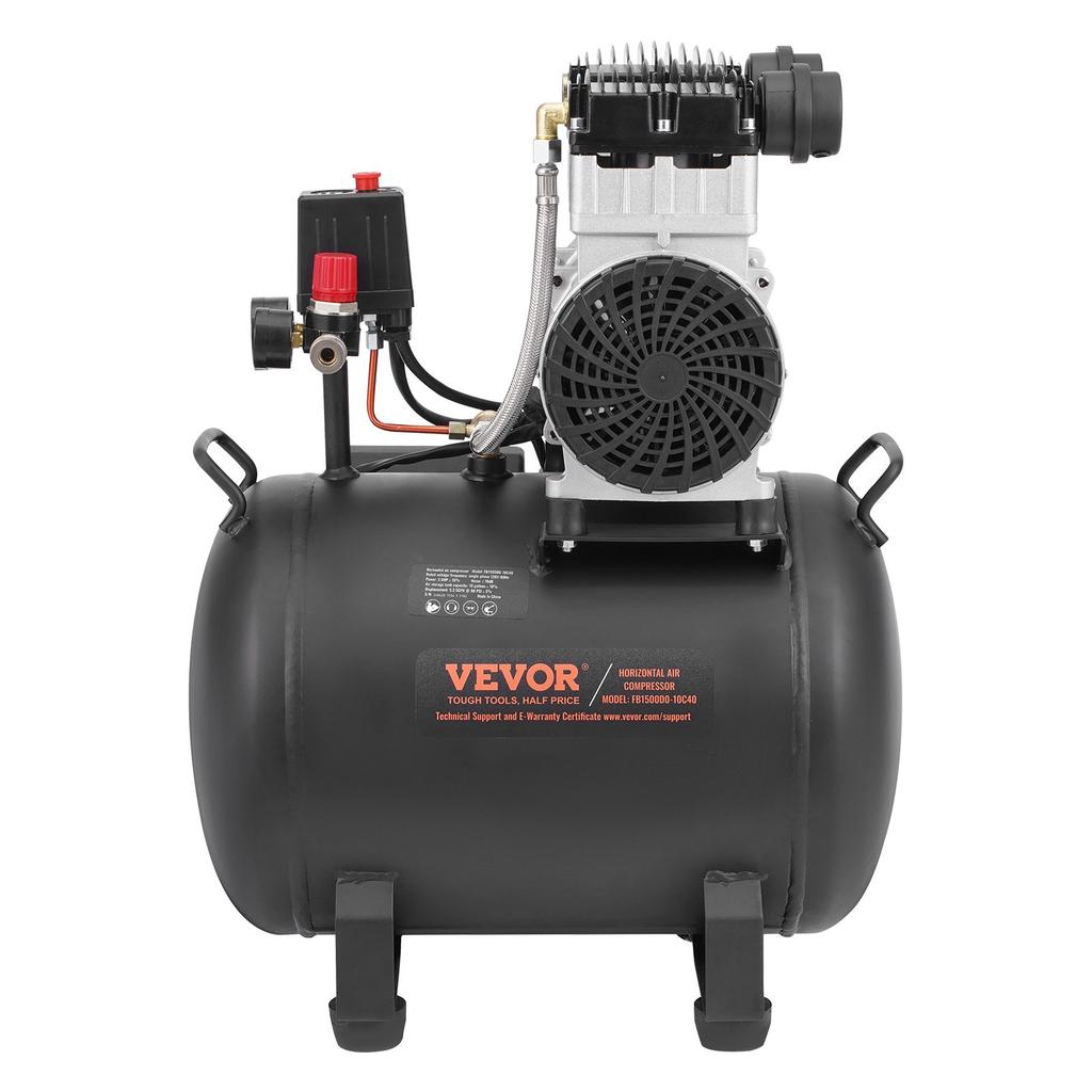 VEVOR Air Compressor, 10 Gallon Steel Tank, 2HP 5.3 CFM@90 PSI Oil Free Air Compressor & Max. 125PSI Pressure