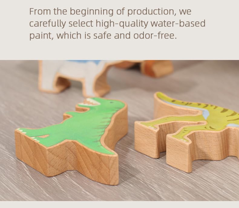Shinse Dinosaur Building Balance Wooden Montessori Zoo Educational Toy for Babies and Early and Finger Baby Birthday Gift Blocks, Game, Blocks,