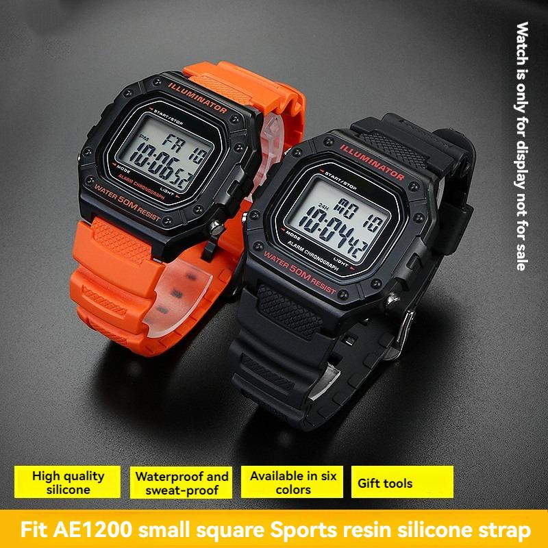 W218H Resin Silicone Band for Casio AE-1200 AE-1100 SGW-300 SGW-400 MRW200 Watch, Replacement Strap Sport Wristband