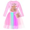 Girls star rainbow lace copybara print dress