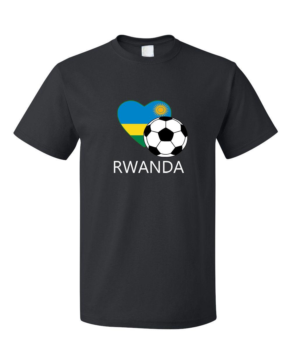 Rwanda Soccer Team Football Futbol Unisex Black T-Shirt Tee Top S