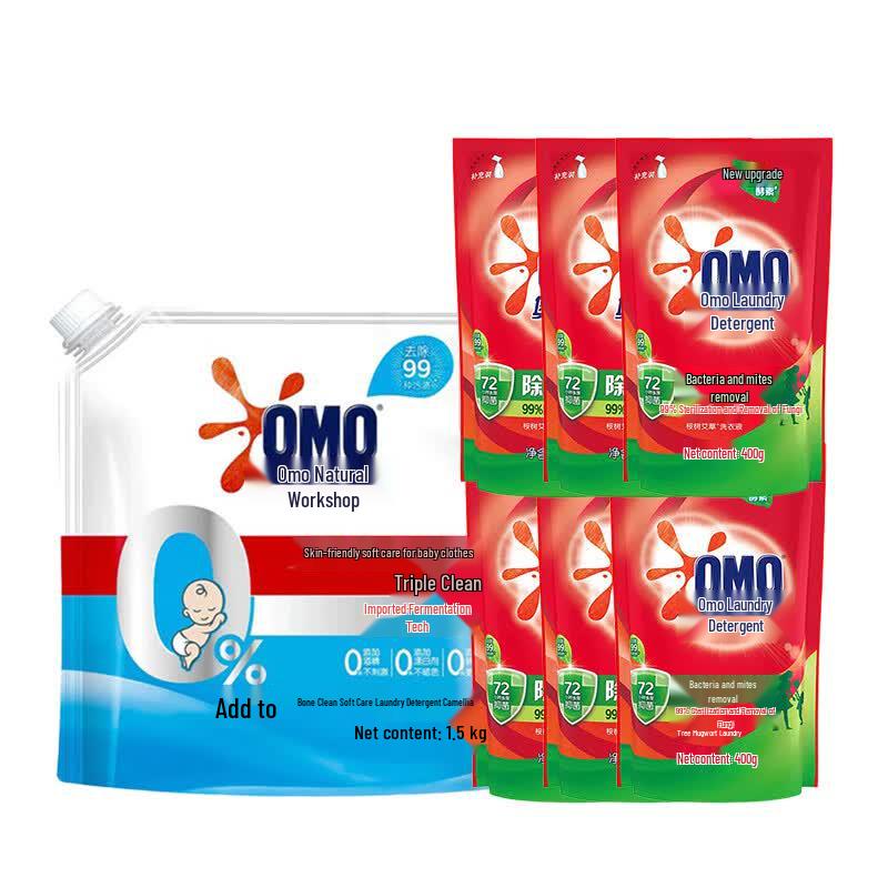 OMO Natural Workshop Laundry Liquid & Antibacterial Refills Bundle