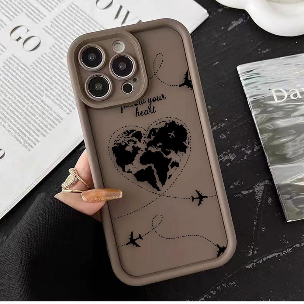 Planes World Map Travel Phone Case For Iphone Apple 17 AIR 16 16E 11 12 13 14 15 XR Plus Pro Max Silicone Case Funda Shell Cover
