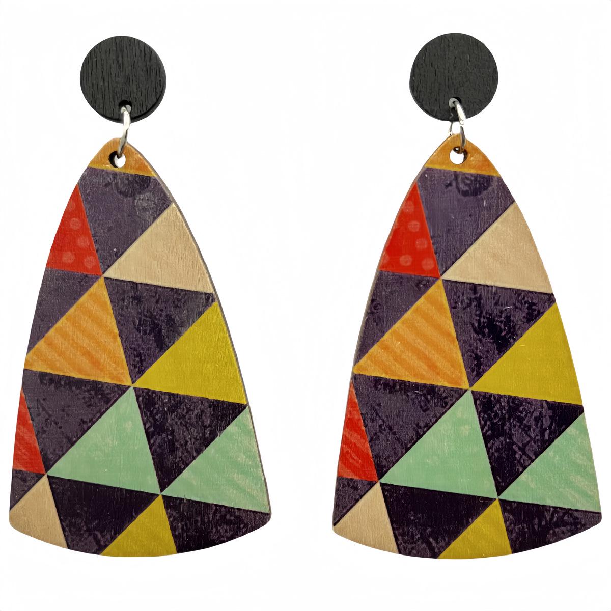 Cross African Wooden Dangle Earrings - Retro Exaggerated Jewelry