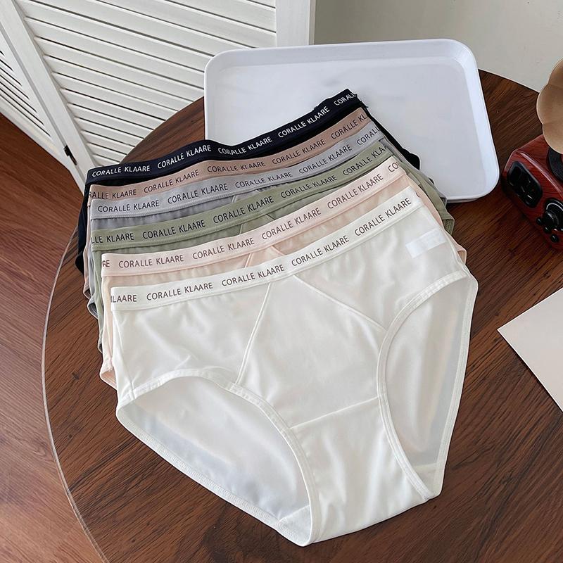 CINOON Women Sexy Low-Rise Satin Mesh Patchwork Letter Waistband Hip-Hugging Briefs Panties