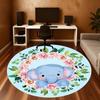 1pc Elephant Flowers Round Chair Mat Office Area Rug - Non-Slip, Floor Mat for Office, Bedroom, and Indoor Decor P127287