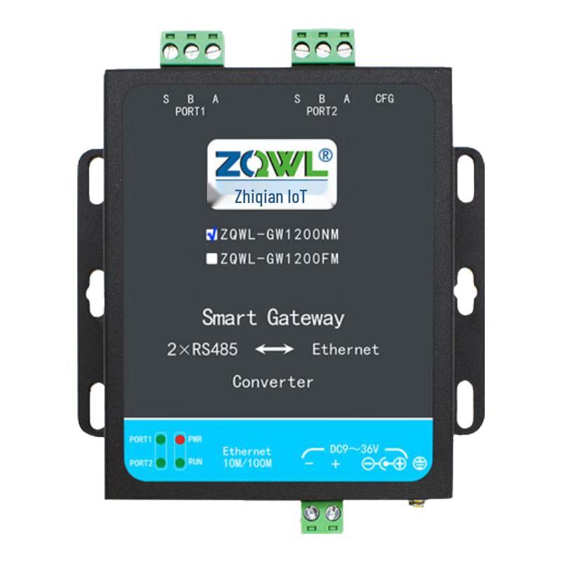 

ZQWL 2-Port RS485 to Ethernet Serial Server Gateway Ear Mount