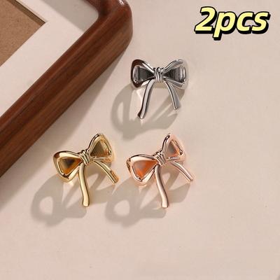2pcs Alloy Bow Scarf Clip Golden Color Corner Knotting Buckle New Scarf Buckle  Scarf Fixing