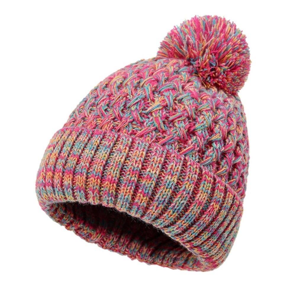 Single Layer Knit Pom Pom Beanies Colorful Winter Skull Cap Knitted Beanie Hat  Winter Season