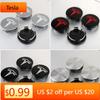 Car Sticker Tesla 4PCS 56mm Car Wheel Center Hub Caps Tire Rim Cover Replacement Decora Auto Accessories For Tesla Model 3 Model