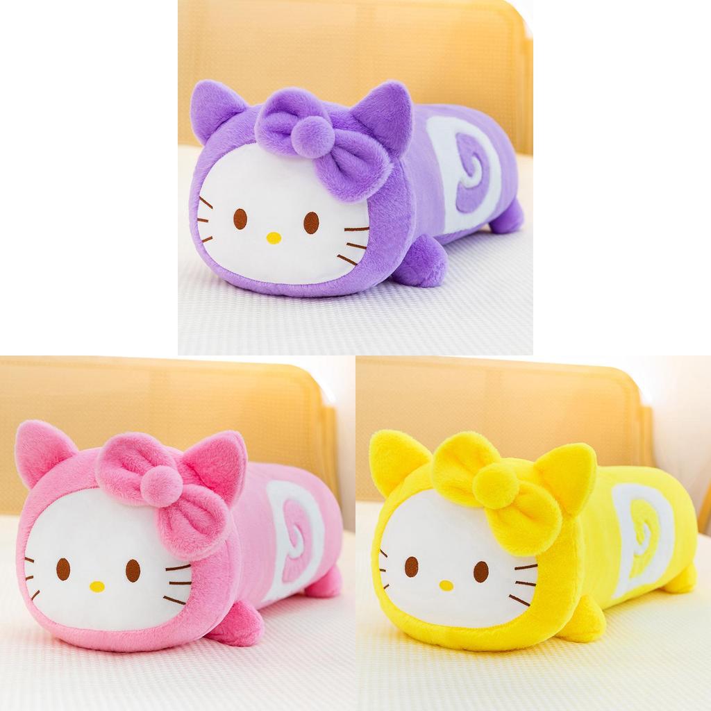 Swiss Roll Kt Cat Plush Pillow With Pp Cotton Filling For Kids And Adults