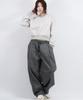 Deumakeu Grunge Washing Side One Tuck Curved Wide Pants Charcoal