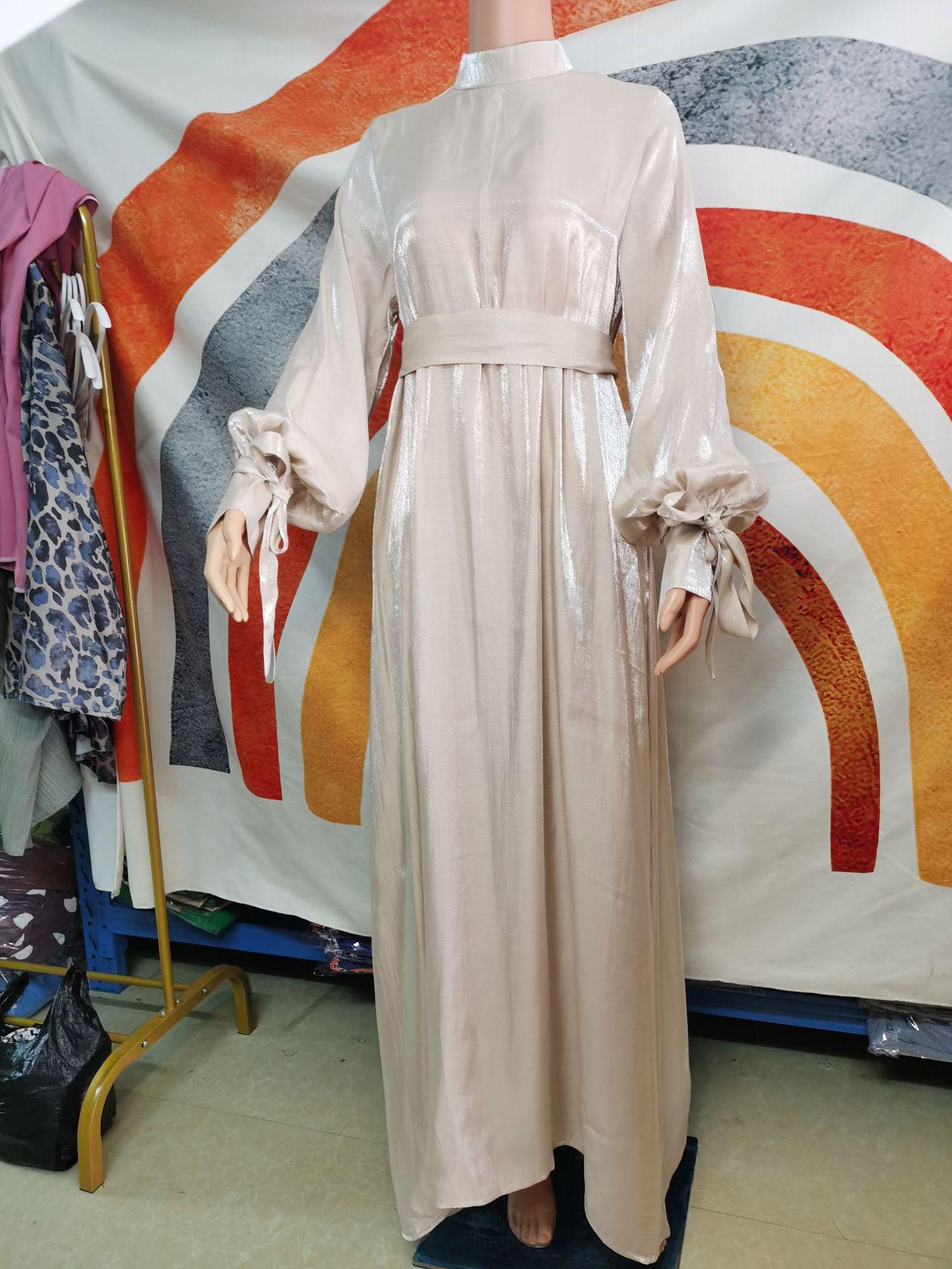 

Весна/Лето 2024 Женское платье-халат с пышными рукавами в ближневосточном стиле и завязкой на талии One Size