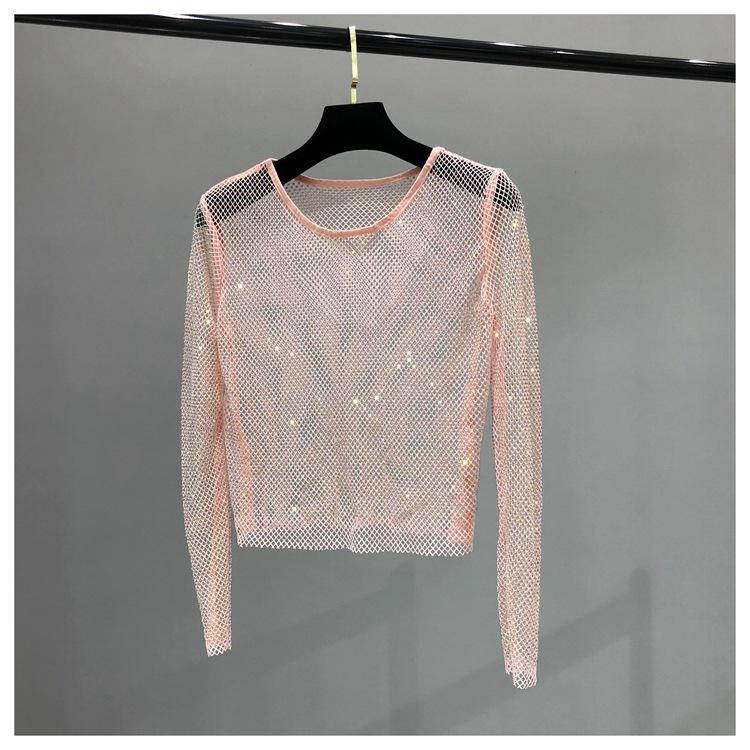 

Рубашка-накидка из сетки с AB стразами для женщин One Size