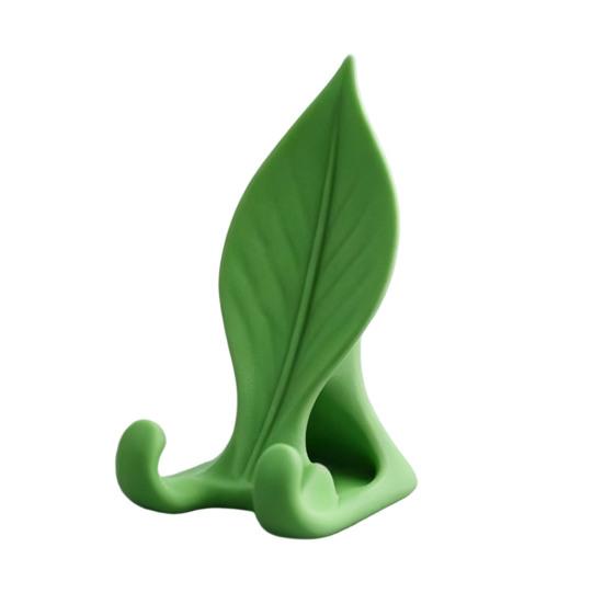 Leaf Shape Desk Ornament Shaped Phone Stand, 3D Printed Mobile Holder with Double Small Stand for Home Hook Support, Creative Hands Free Video Cradle,