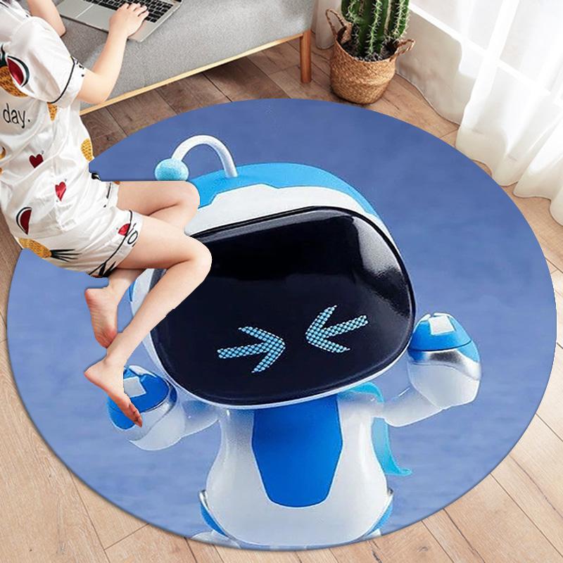 Tappeto Rotondo ASTRO BOT, Tappeto per Soggiorno Camera da Letto Divano Sala Giochi Decorazione, Tappetino Antiscivolo