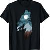 Men's Vintage Cotton T-Shirt Full Moon Wolf Silhouette Night Scene Print Soft Breathable Crewneck Short Sleeve Tee Men Clothing