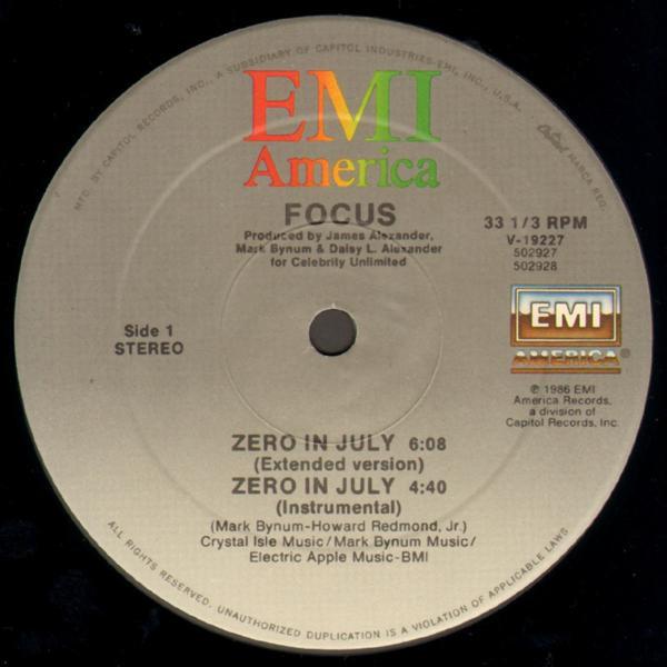

12inch Record FOCUS Zero In July V19227 EMI America 1986 US SoulFunk Used