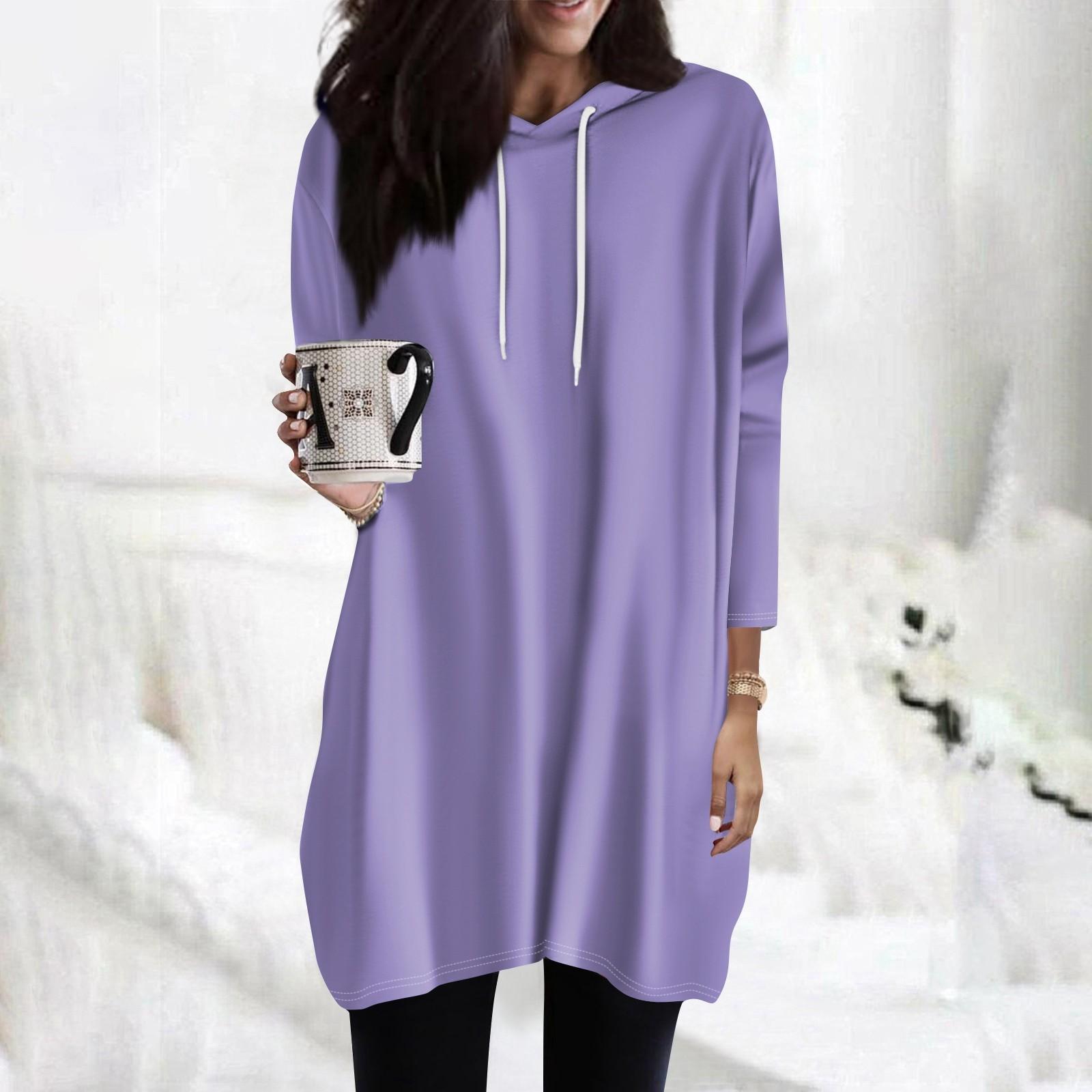 

Женские толстовки, повседневные рубашки с рукавами 3/4, модные туники с принтом, топы с карманами XXXL светло-фиолетовый