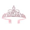 Bridal Tiara Alloy Rhinestone Non Slip Comb Headband Princess Birthday Hairpin Shoulder Strap Set