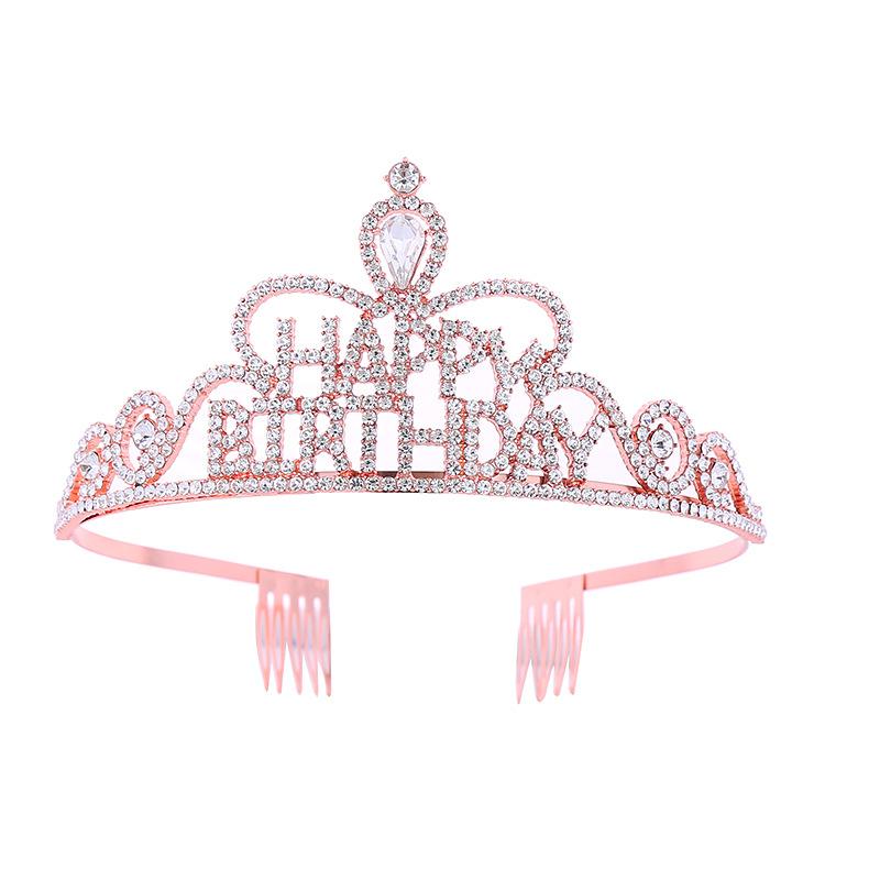 Bridal Tiara Alloy Rhinestone Non Slip Comb Headband Princess Birthday Hairpin Shoulder Strap Set
