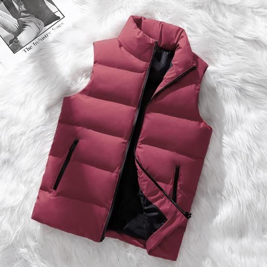 Vest Frakk Glidelås Stativ Krage Ermeløs tynn vest med lommer Ensfarget vindtett vest Yttertøy