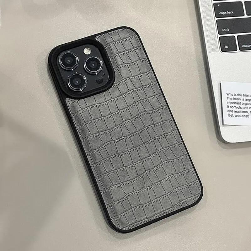 Retro Crocodile Texture PU Leather Phone Case For iPhone 15 Plus 14 13 12 11 Pro Max Luxury Soft Shockproof Bumper Back Cover