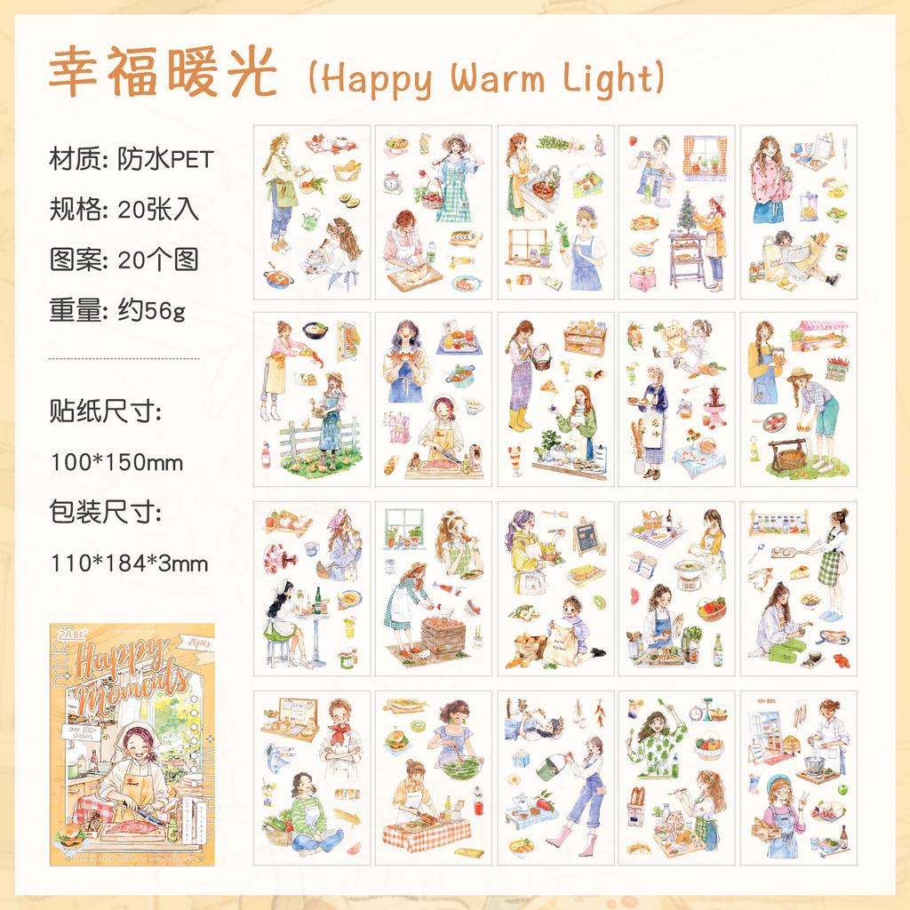 1book/20pcs Cute Cartoon Girls Daily Life Scene Sticker Pack DIY Handmade Album Scrapbooking Decorative Paper Supplies