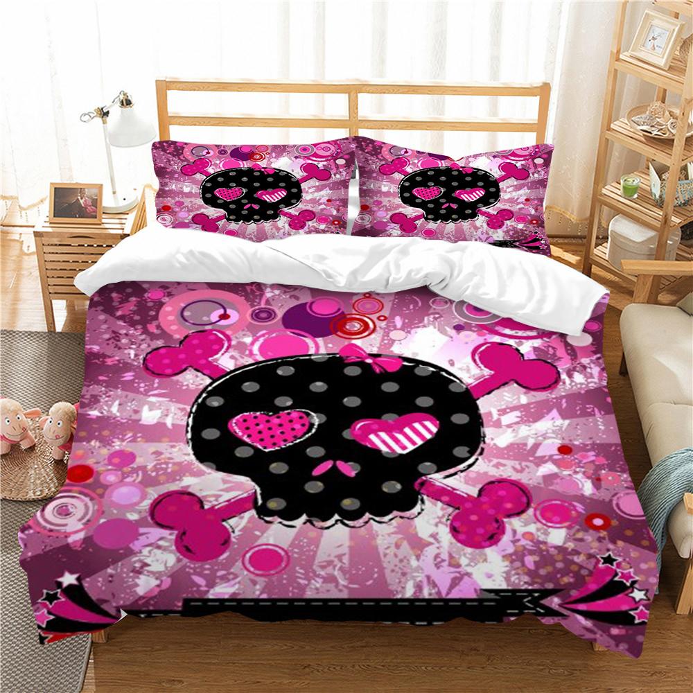 Bettbezug-Set, 3D-Skelettdruck, Bettbezug, modische Mikrofaser, Heimtextilien, für Jungen, Teenager, Einzelbett, Doppelbett