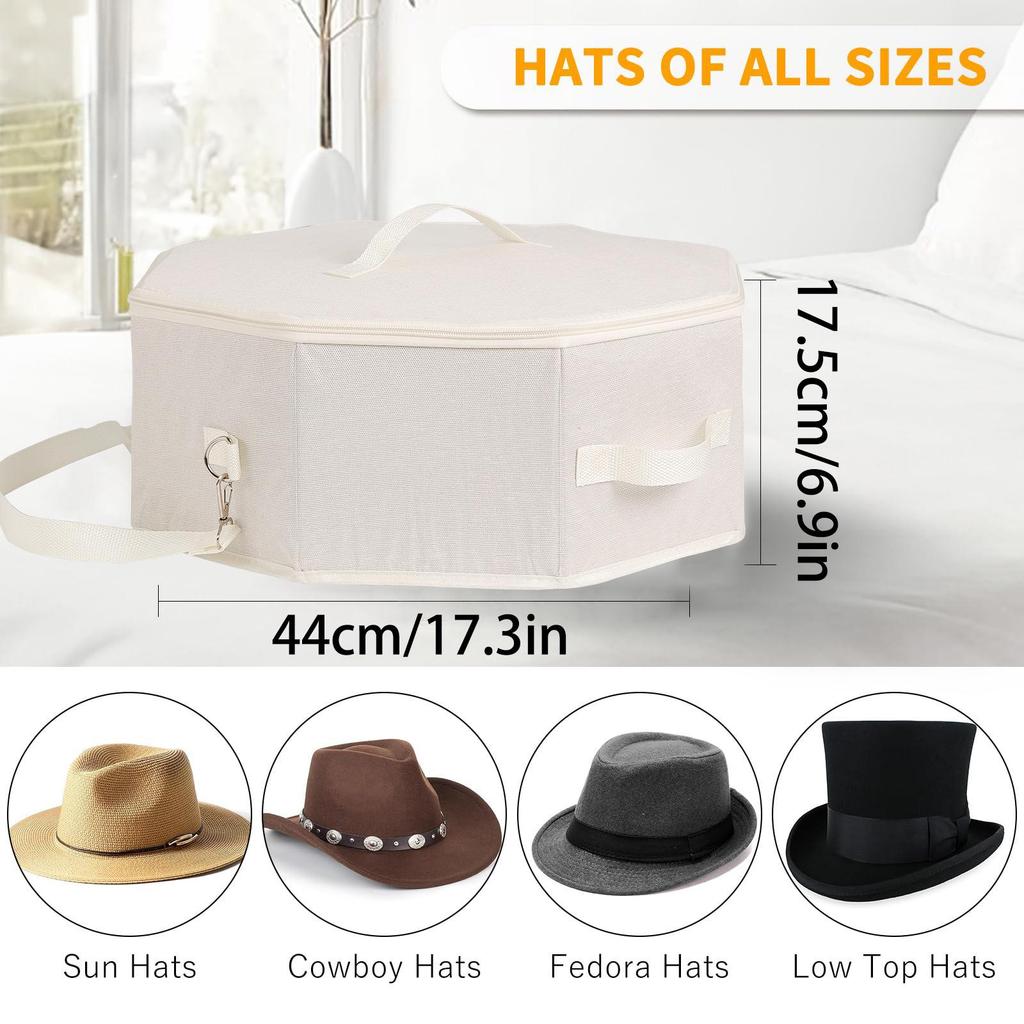 Foldable Dustproof Denim Hat Box for Travel - Large Capacity Storage
