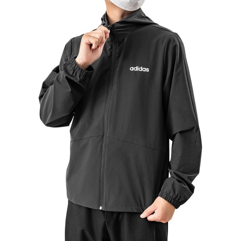 Adidas Solid Color Hooded Casual Long Sleeve Jacket Unisex Jacket Black JN8451