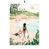 Summer Beach Leisure Holiday Fashion Wall Art Canvas Painting Nordic Poster Room Decor Tropical Watercolor Sunbathe Surfing