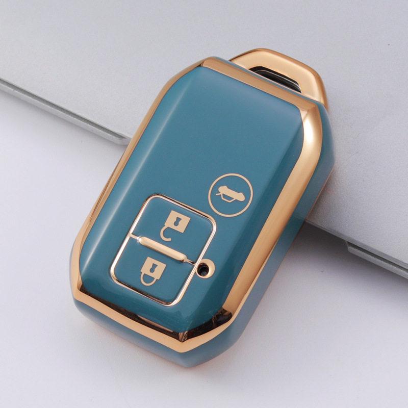 Suzuki Jimny 3-Button TPU Car Key Case Cover - Gold Edge