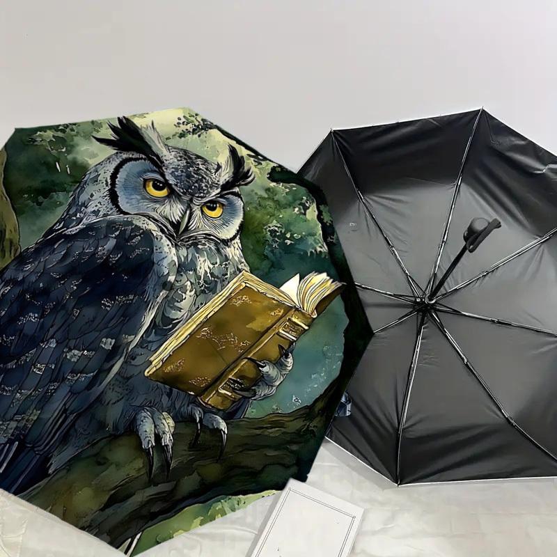 Wisdom Soars: The Enchanted Owl's Journey - Umbrella with Automatic Opening, Outdoor Protection, Lightweight and Durable Travel Accessory