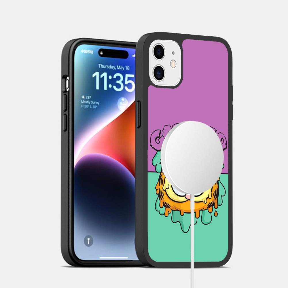 Cartoon G-Garfield Cat For Magsafe Magnetic Phone Case Wireless PC+TPU For iPhone 11 12 13 14 15 16 17 Pro Max Plus iPhone 14 pro