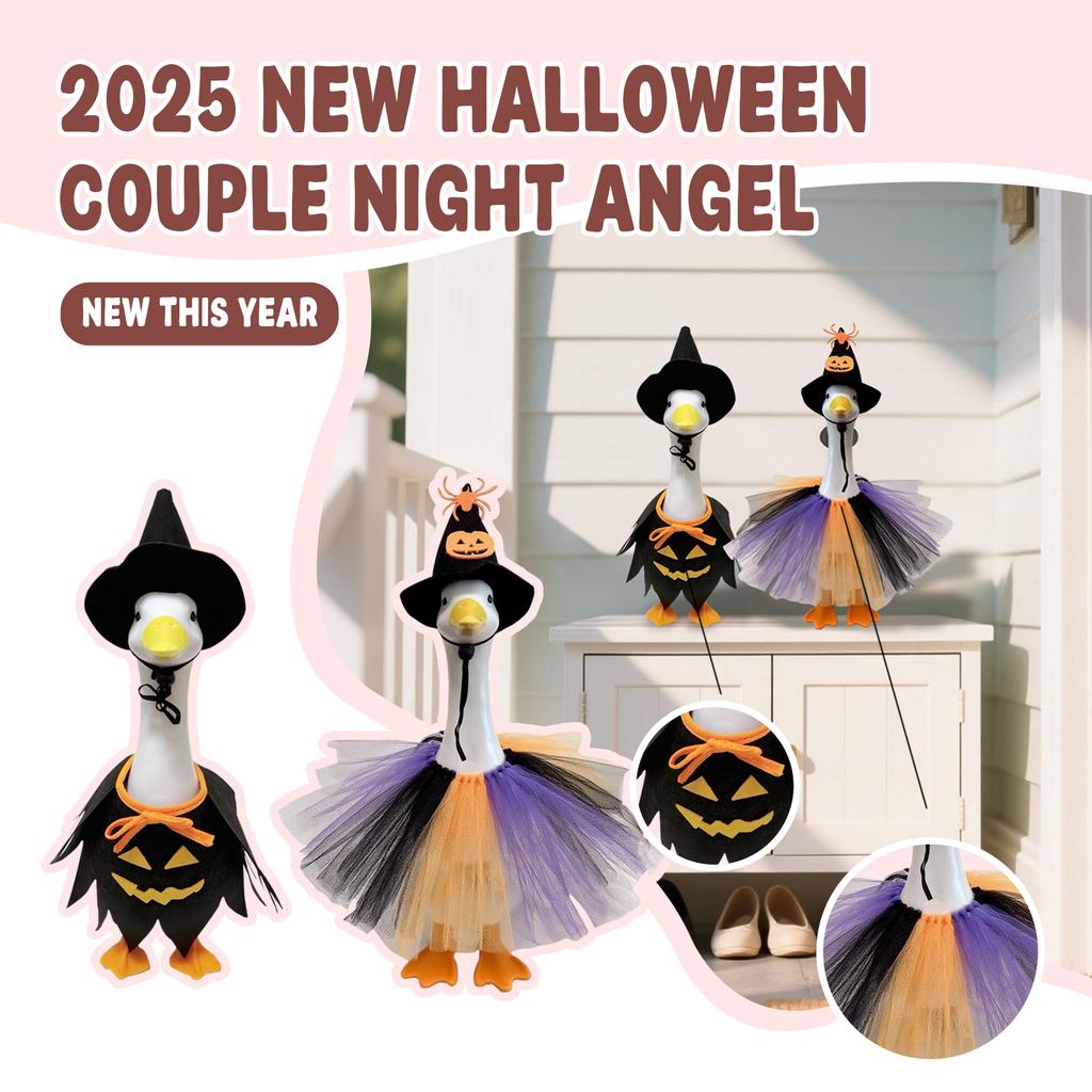 Halloween Outfit Clothes Set, Fall Clothing Dress Up Costume Accessories With Pumpkin Pattern Cape & Hat For 23 Inch Cement Geese Outdoor Porch Yard