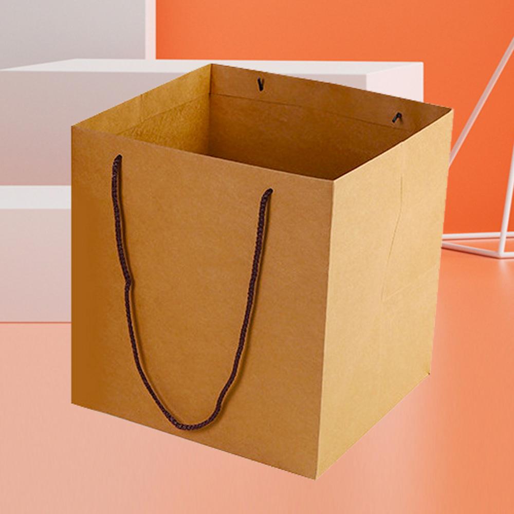 10 KS Čtvercové dárkové tašky na květiny z kraftového papíru Jednobarevné krabičky na balení dárků k příležitostem Nákupní taška organizati