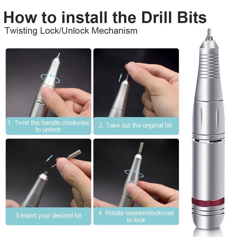 45000 RPM Electric Nail Drill Machine for Nails Electric File HD Display Metal Manicure Pen Professional Nail Lathe Sander