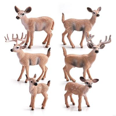 62KD Model Christmas Deer Elk Deer Reindeer Family for Doll Collectible Figurine Action Figures Home Decor