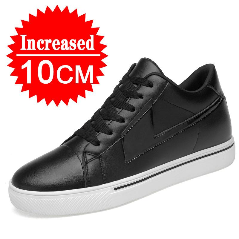 Fashion Sneakers Man Elevator Shoes Height Increase Insole 10cm White Black Taller Shoes Men Leisure Fashion Leather Sports Plus Size 44